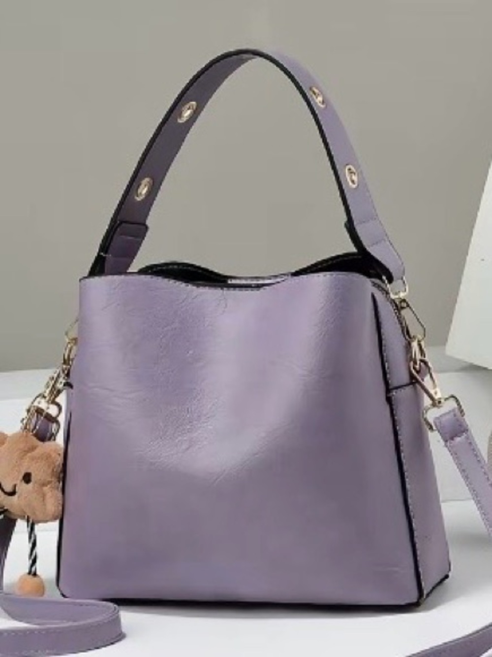 Lavender PU Leather Shoulder Bag - Stylish Women's Handbag